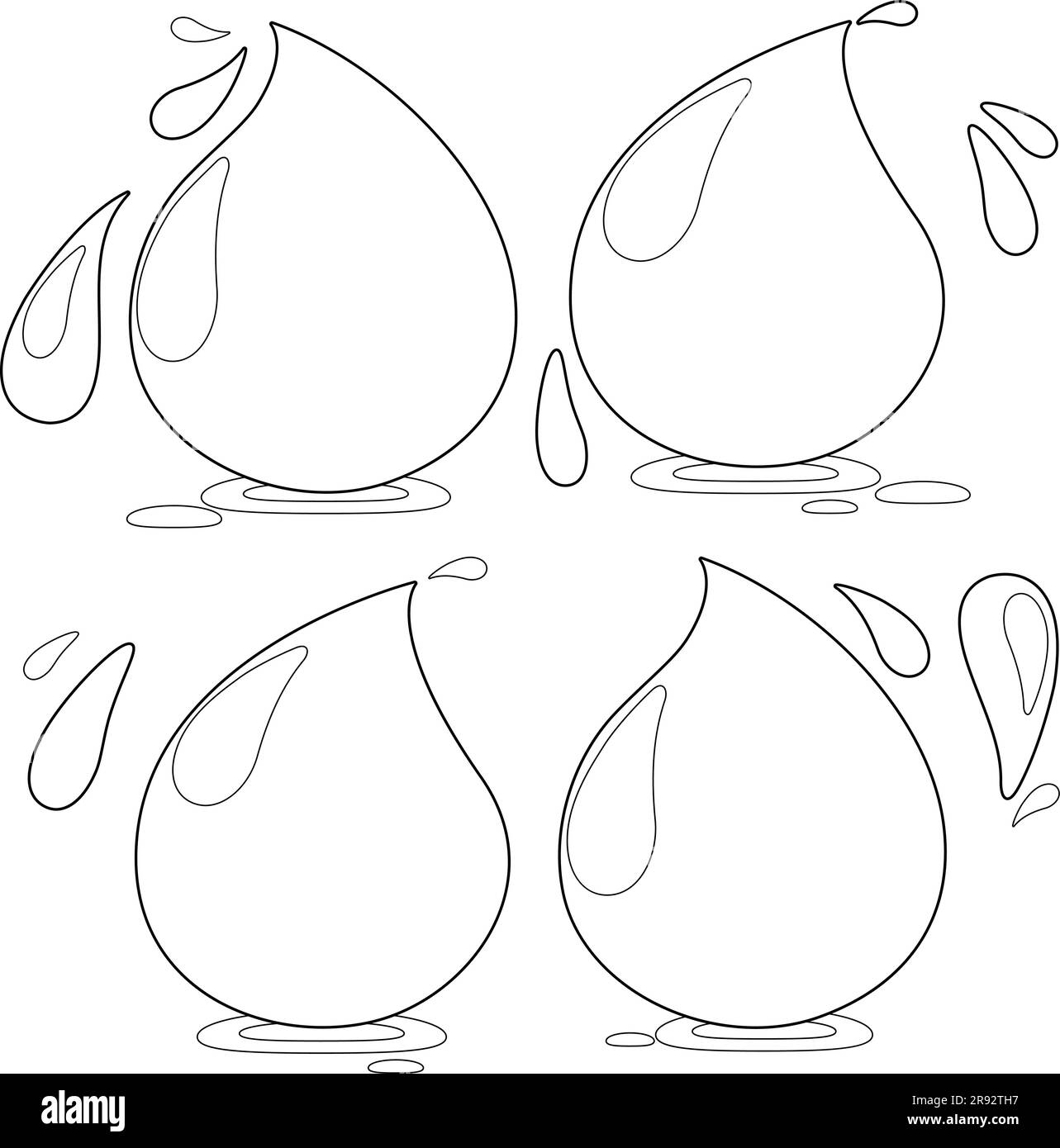 Water drops on white background vector black and white coloring page stock vector image art