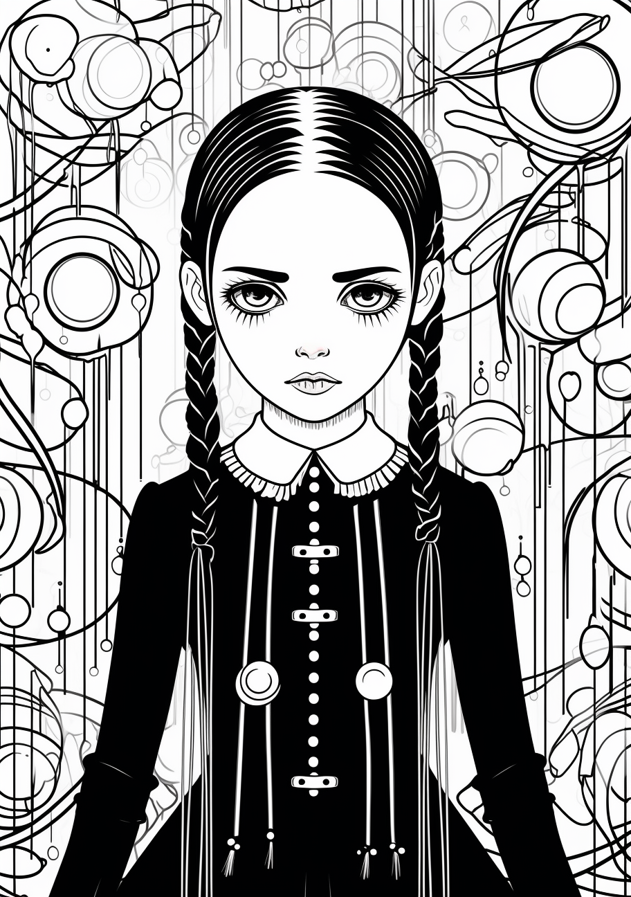 Mystical wednesday addams coloring s