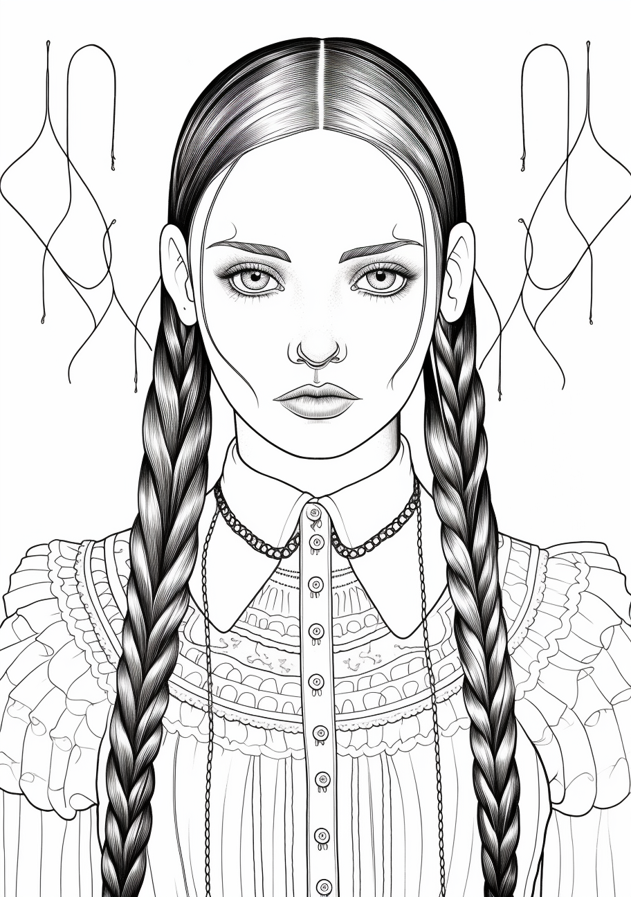 Wednesday addams portrait coloring s