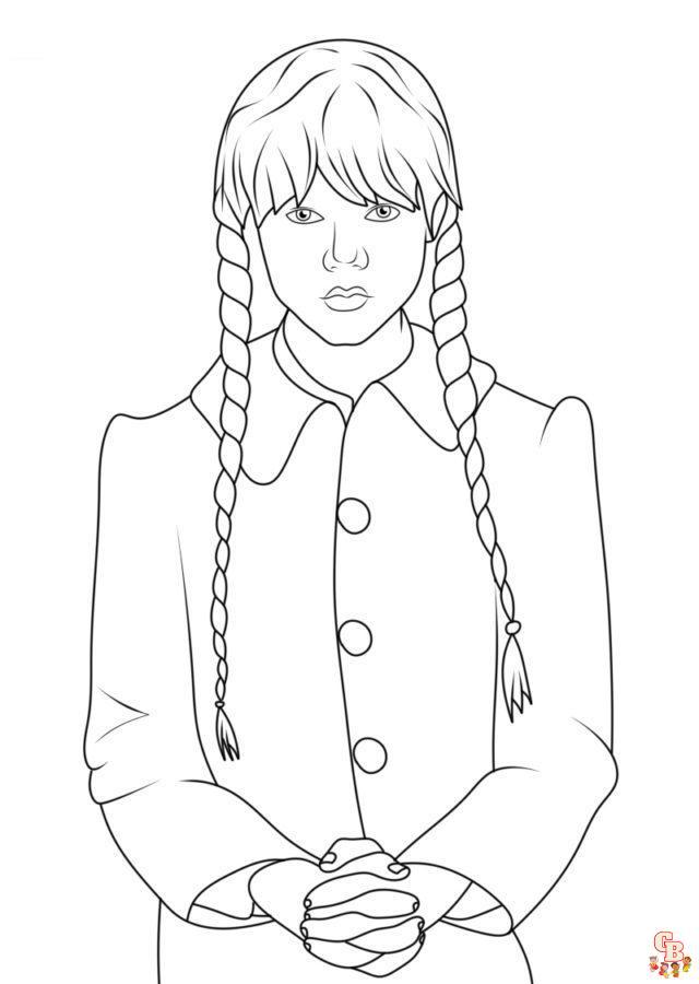 Printable wednesday addams coloring pages