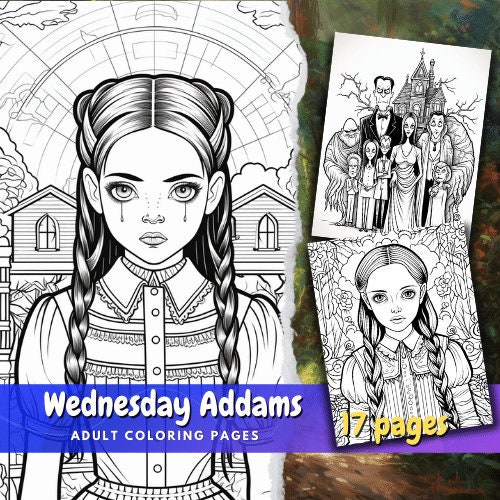 Inspired wednesday addams coloring pages from addams family