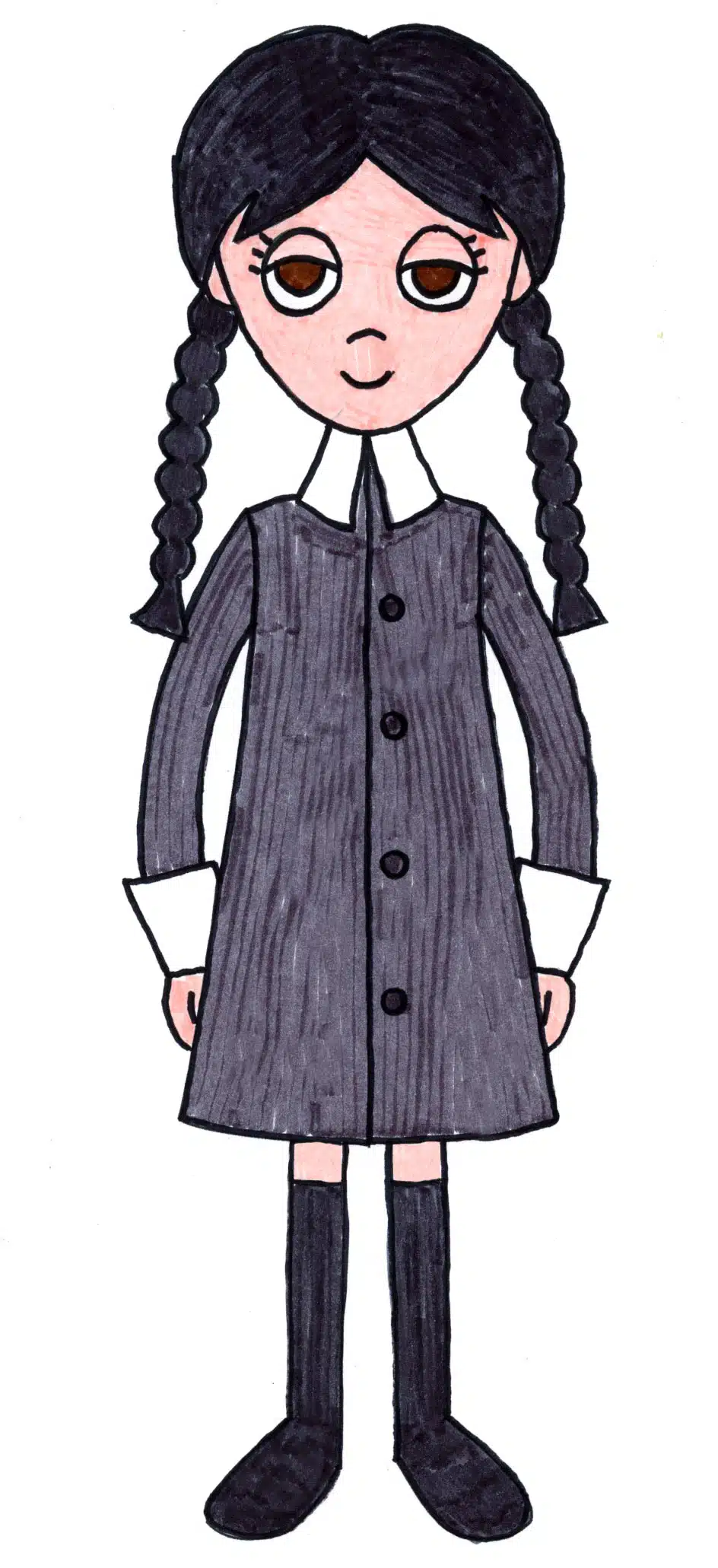 Easy how to draw wednesday addams tutorial video