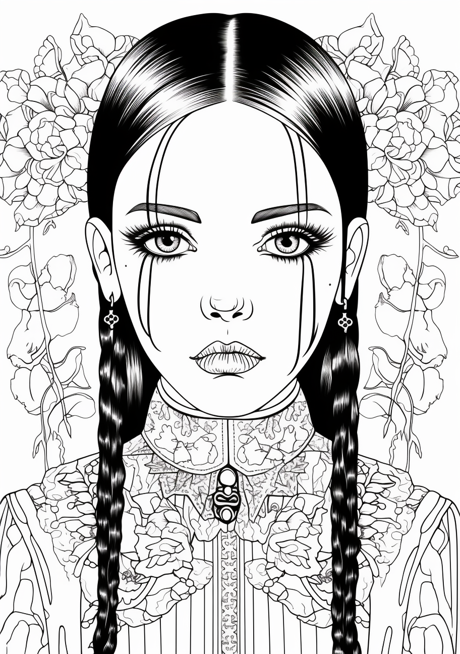 Coloring s of wednesday addams adult kids printable coloring