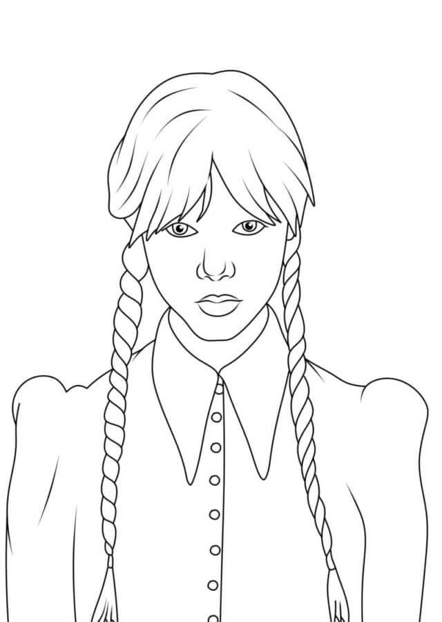 Portrait of wednesday addams coloring page