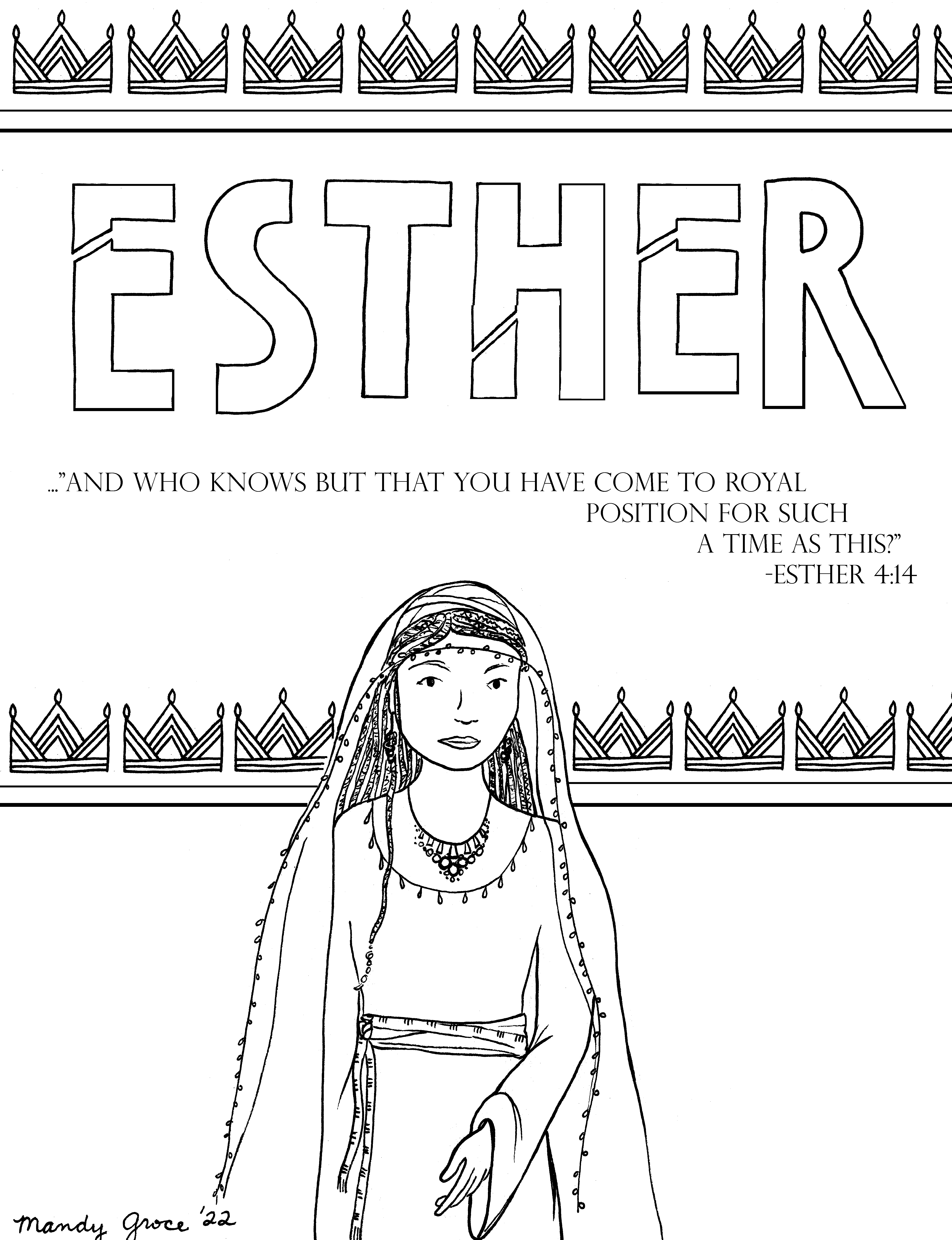 Queen esther coloring page