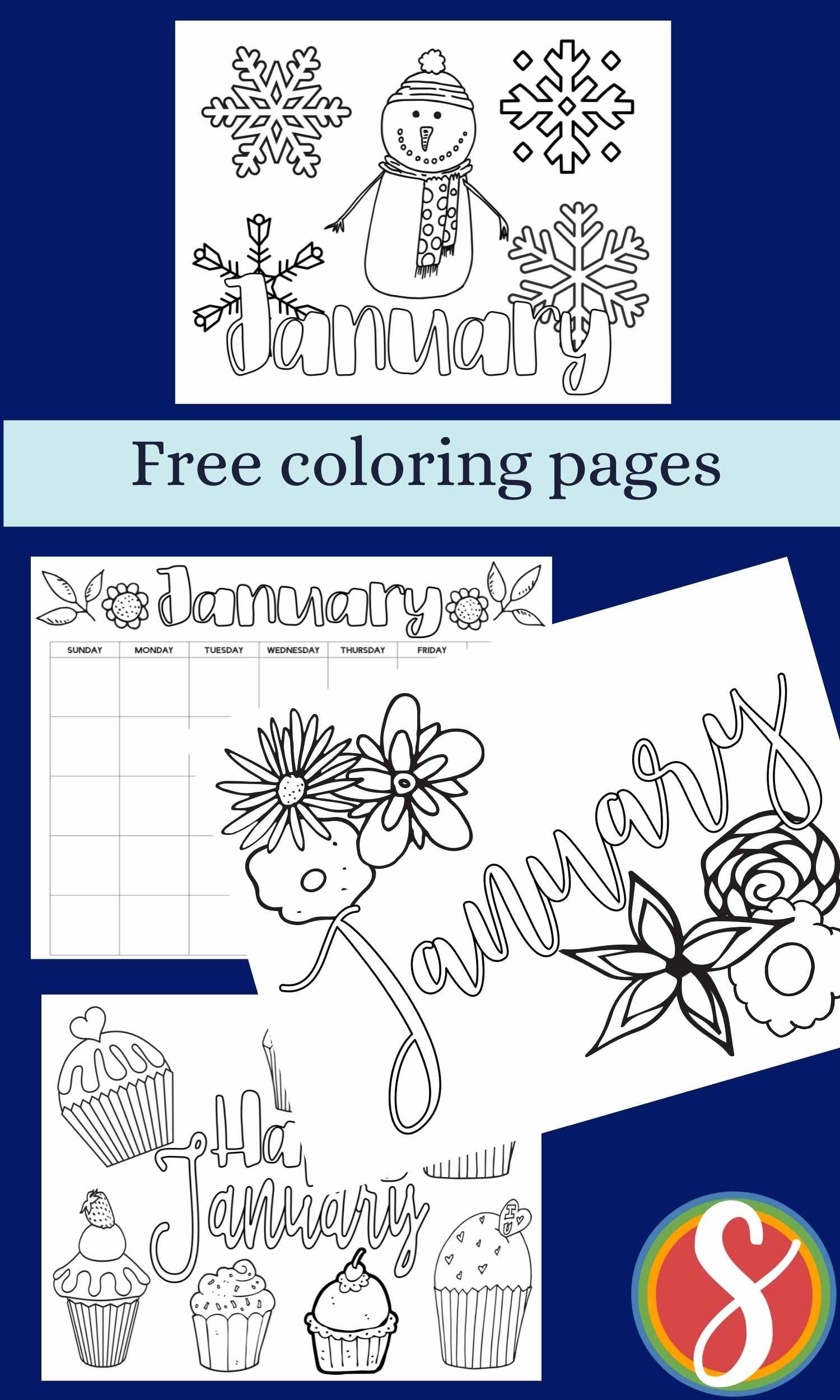 January coloring pages â stevie doodles