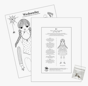 Wednesday paper doll coloring sheet
