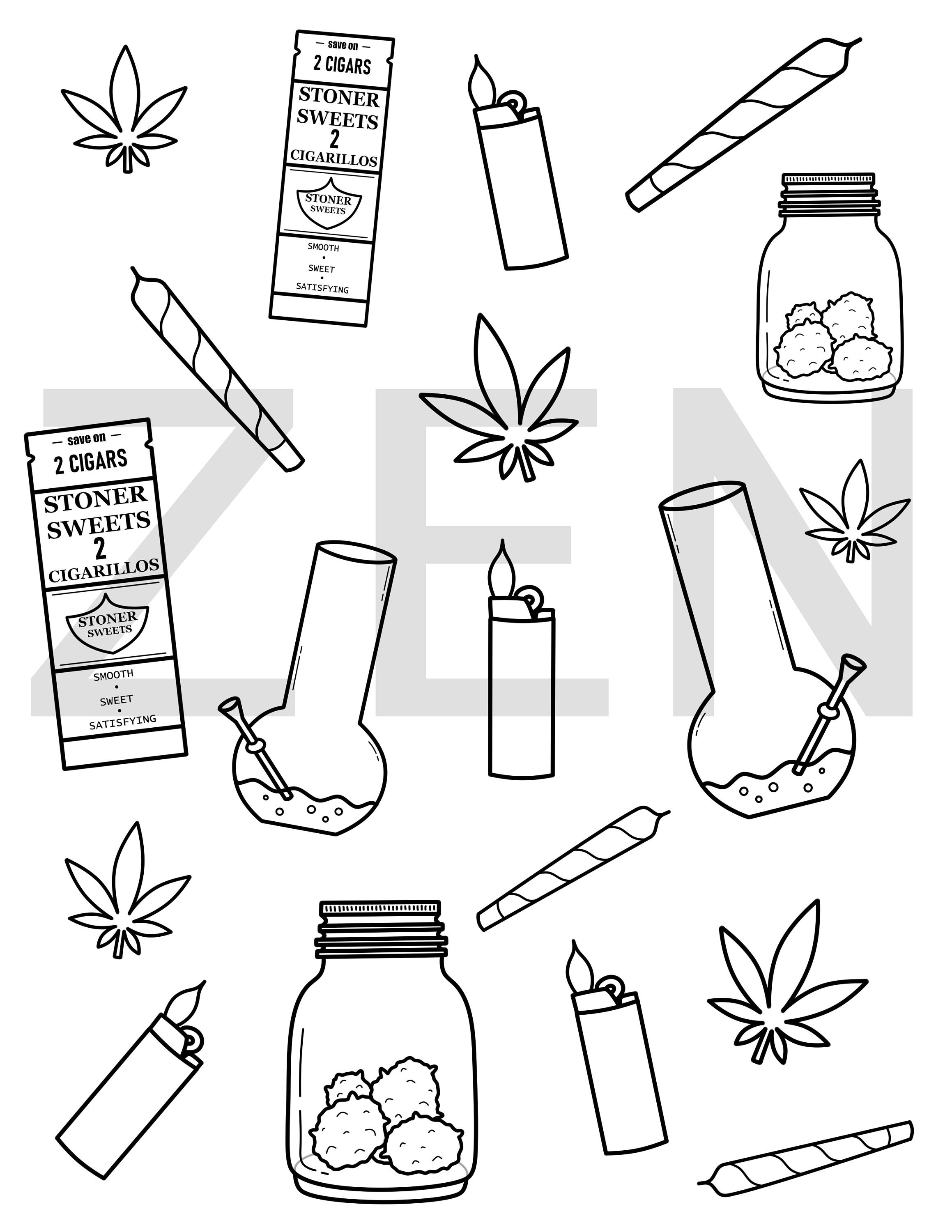 Marijuana pattern printable coloring page adult coloring page coloring pages for adults stoner coloring page weed coloring sheet