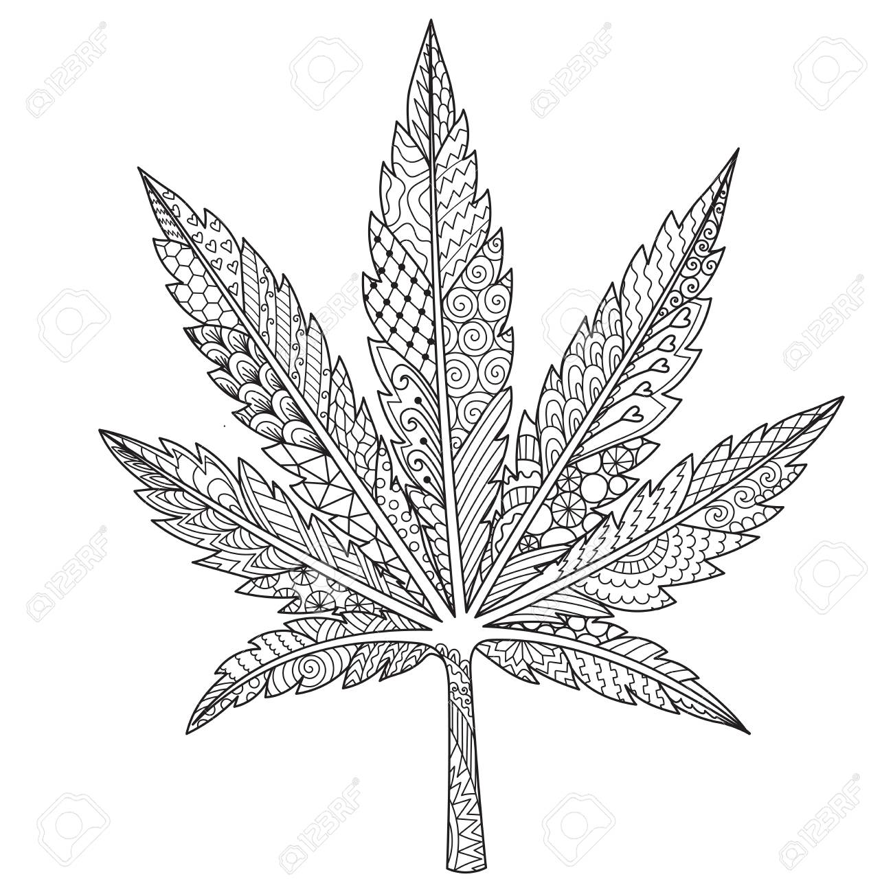 Line art in marijuanacannabis leaf or weed for adult coloring bookcoloring page print on product and other design element vector illustration royalty free svg cliparts vectors and stock illustration image