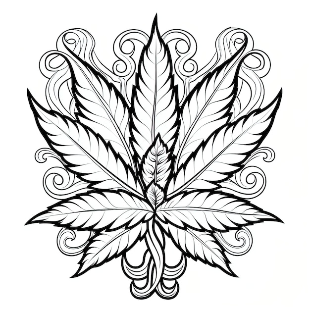 Premium vector marijuana leaf weed smoke for adult coloring book