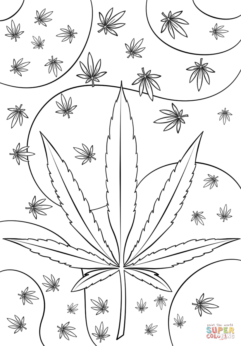 Psychedelic weed coloring page free printable coloring pages