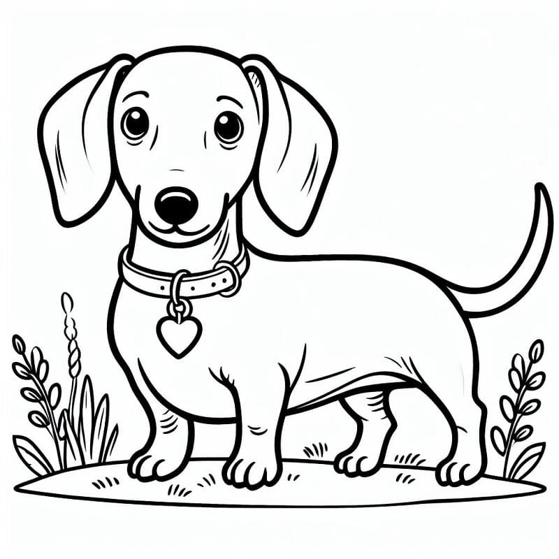 Cute little dachshund coloring page