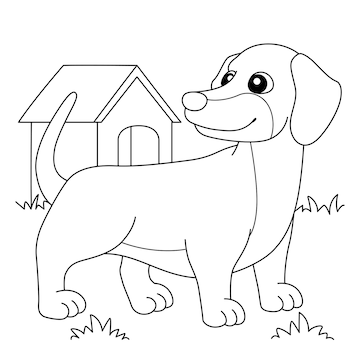 Premium vector dachshund dog coloring page for kids
