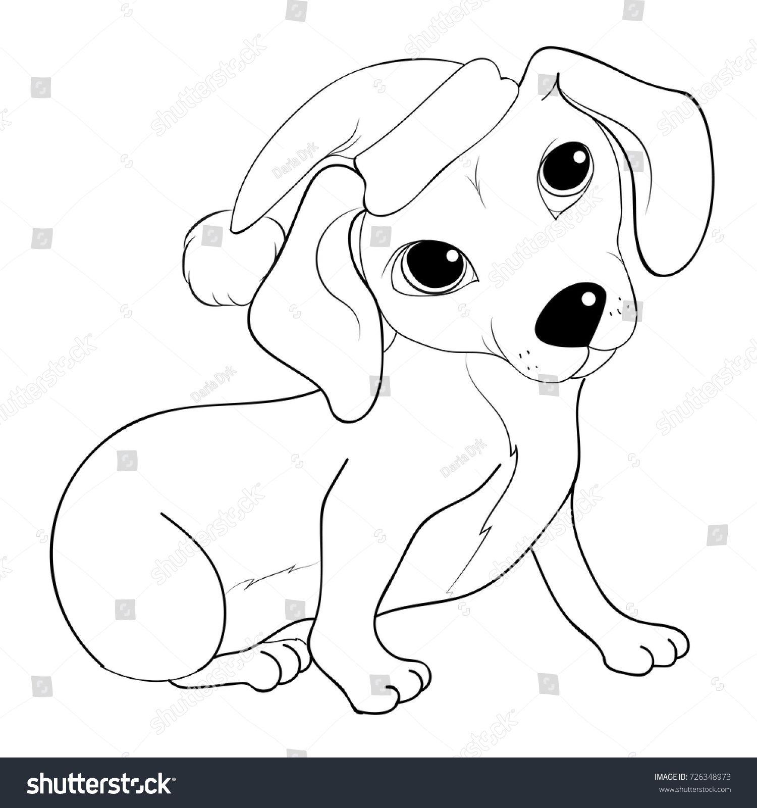 Sweet dachshund santa new year coloring stock vector royalty free