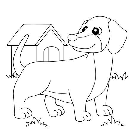 Dachshund dog coloring page for kids