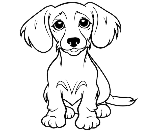 Premium vector dachshund puppy outline vector hand drawn dog for coloring page dog line art black and white dog
