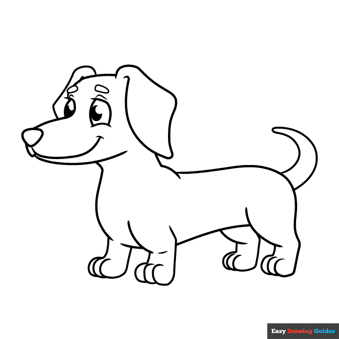 Dachshund coloring page easy drawing guides