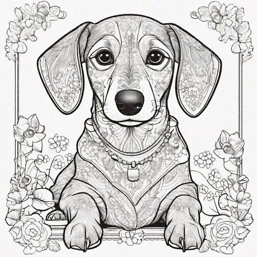 Coloring book template cute dachshund coloring pa