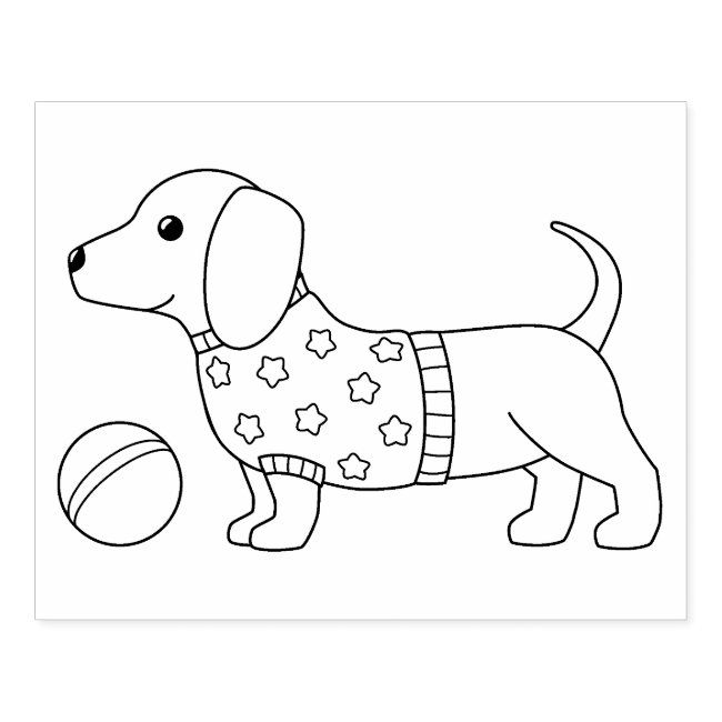 Dachshund wiener dog and ball coloring page rubber stamp zazzle puppy coloring pages dog coloring page dog template