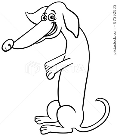Cartoon purebred dachshund dog coloring page