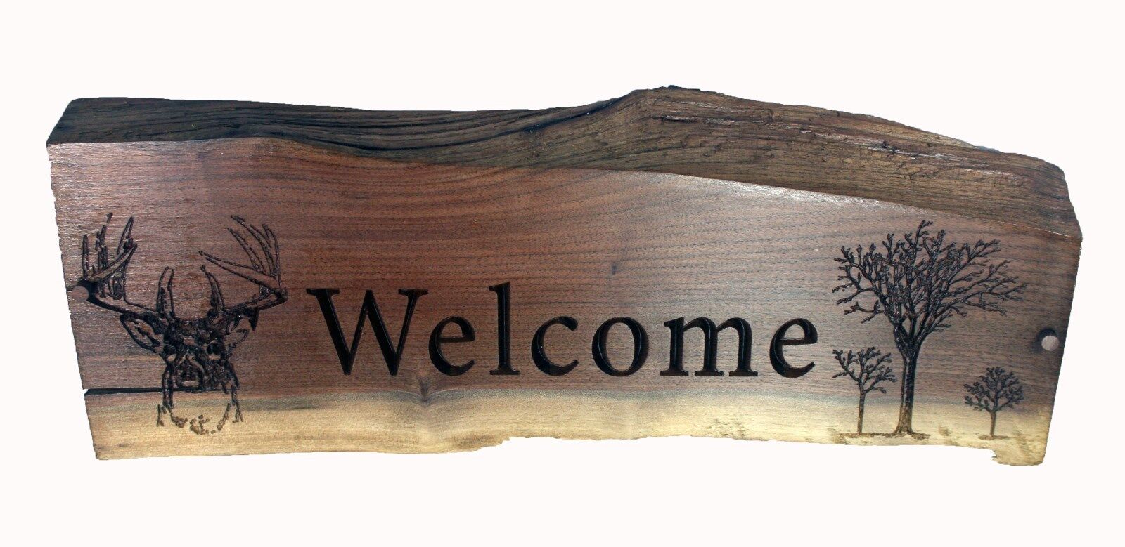 Wele carved solid walnut wood sign rustic country primitive log home decor
