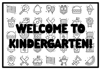 Welcome to kdergarten fourth of july activity patriotic colorg pages worksheet by swati sharma