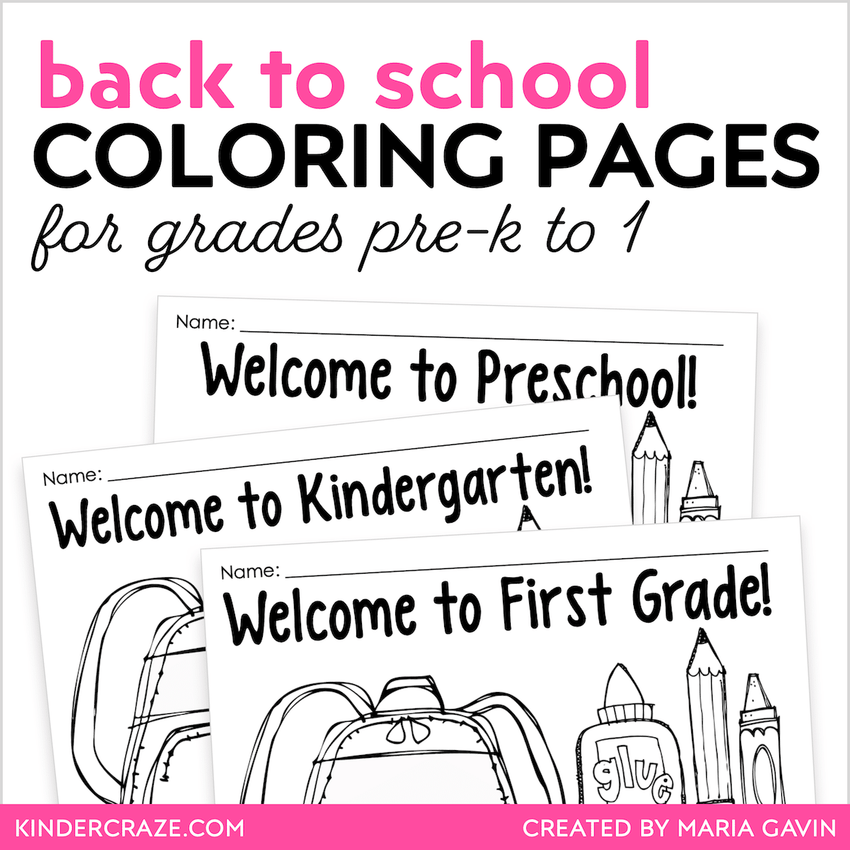 Back to school coloring pages square cover with border