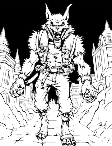 Premium vector werewolf coloring pages for kids