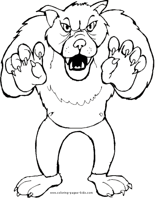 Werewolf color page for halloween wolf colors cartoon coloring pages halloween coloring pages