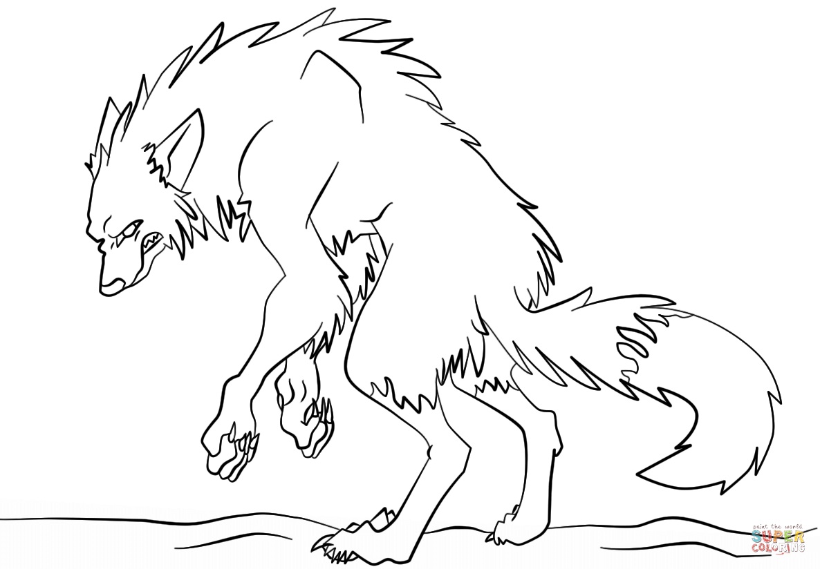 Scary werewolf coloring page free printable coloring pages