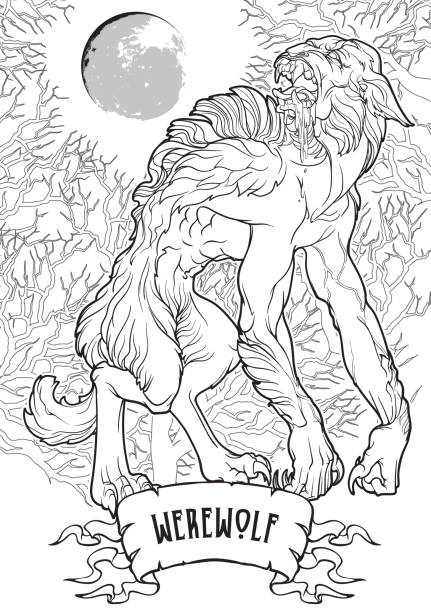 Coloring book werewolf stock illustrations royalty