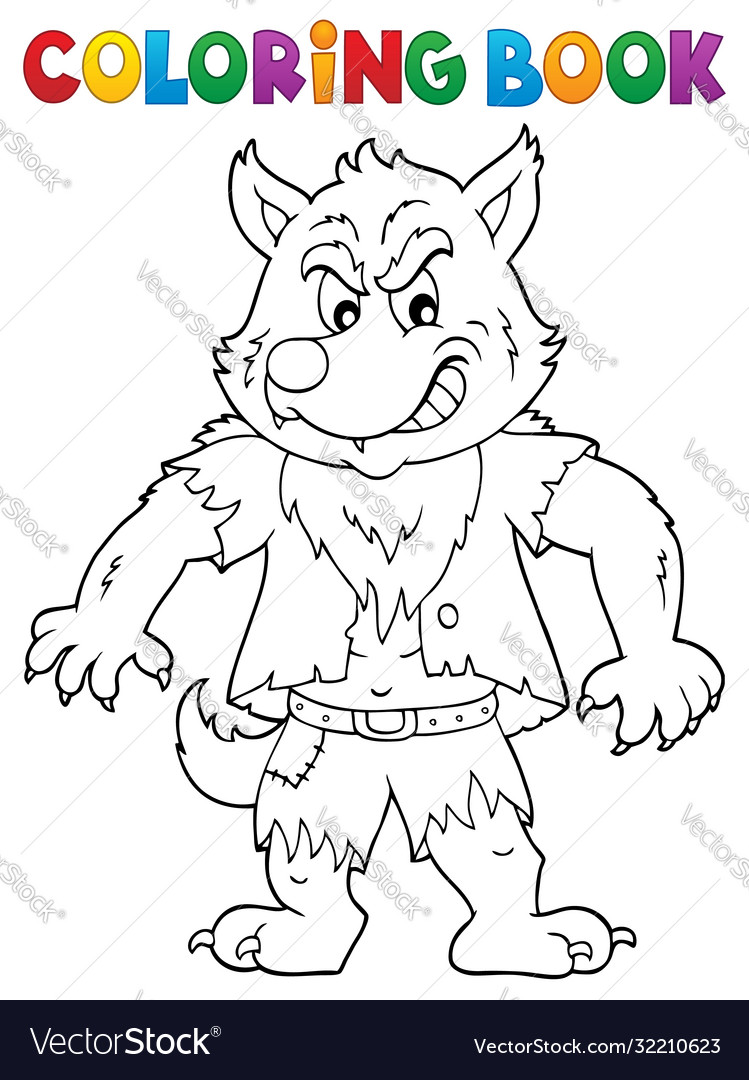 Coloring book werewolf topic royalty free vector image