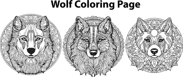 Thousand coloring book wolf royalty