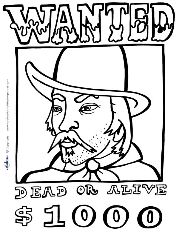 Printable wild west coloring page