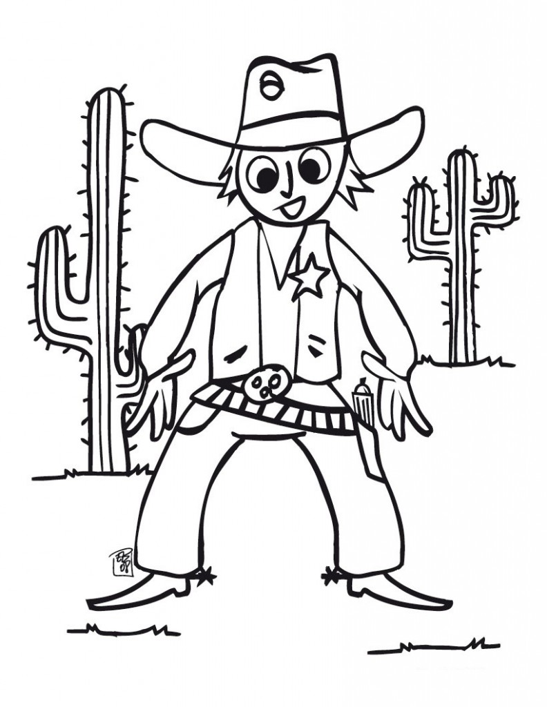 Free printable cowboy coloring pages for kids