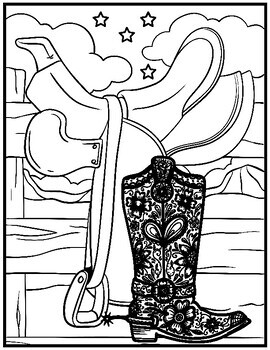 Cowboy coloring pages western coloring sheets fun activities by qetsy