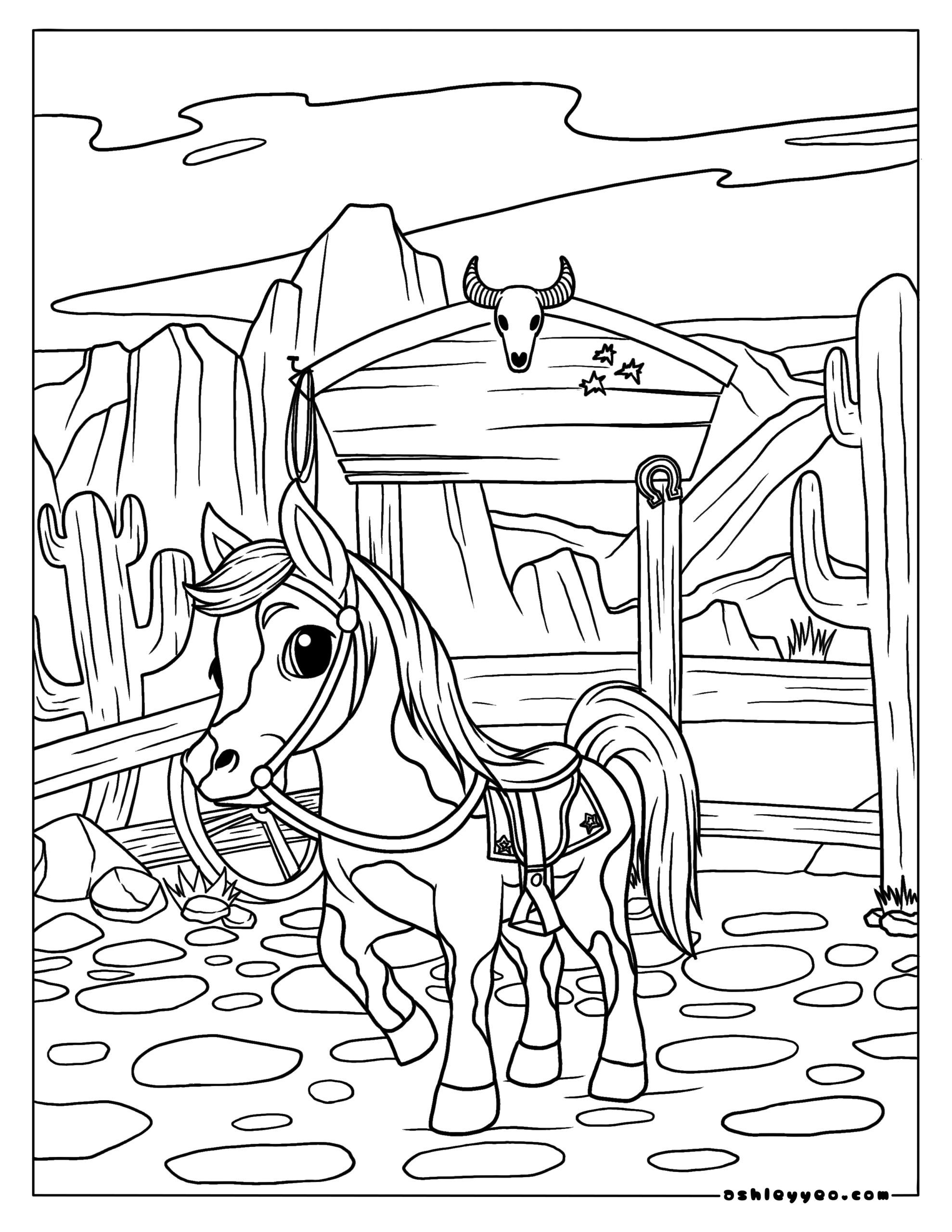 Free western coloring pages for kids