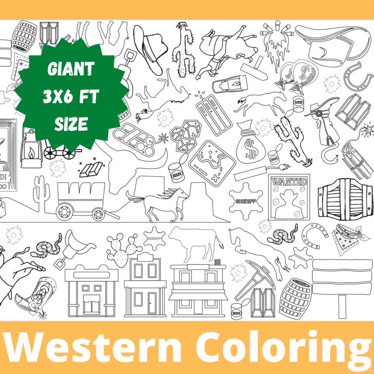 Western themed coloring table cover â creative crayons workshop