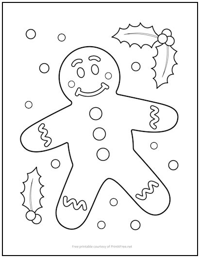 Gingerbread man coloring page print it free