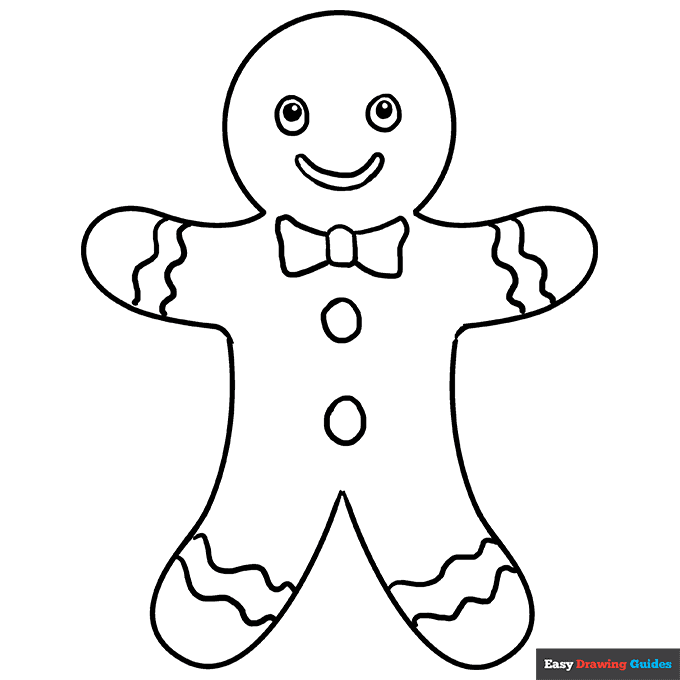 Gingerbread man coloring page easy drawing guides