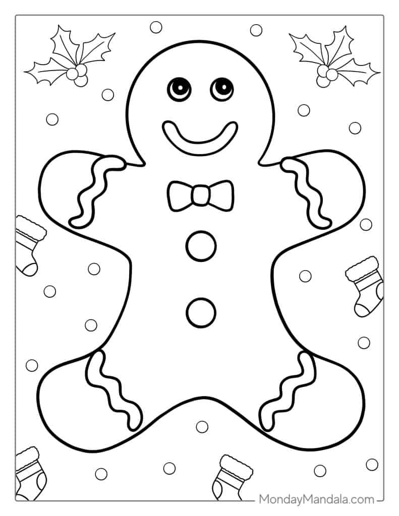 Gingerbread man coloring pages free pdf printables