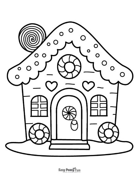 Free printable gingerbread house coloring pages
