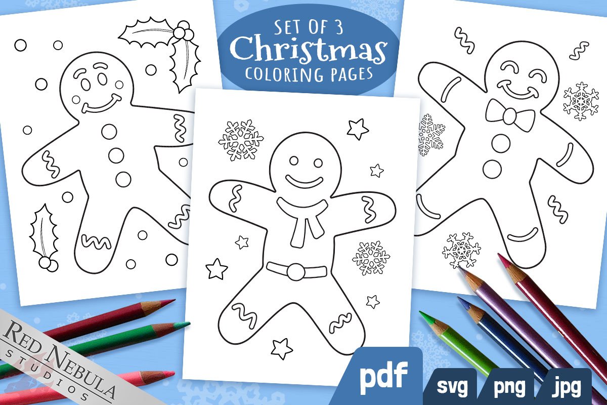 Gingerbread man coloring pages kids christmas activity