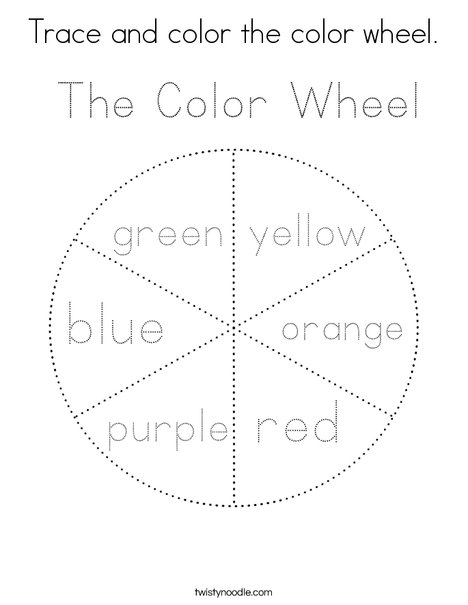 Trace and color the color wheel coloring page