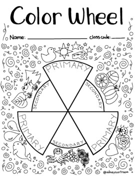 Color wheel worksheet and coloring page by adneys art room tpt