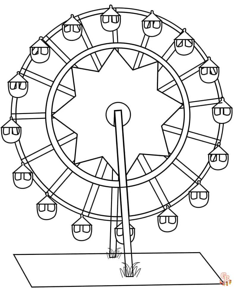 Printable ferris wheel coloring pages free for kids and adults