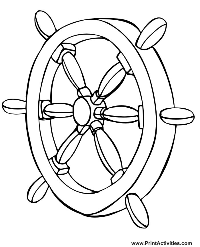 Boat coloring page helms steering wheel