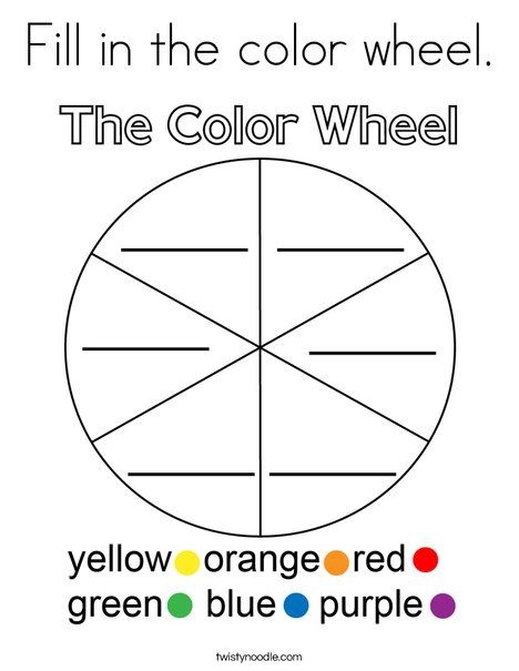 Fill in the color wheel coloring page