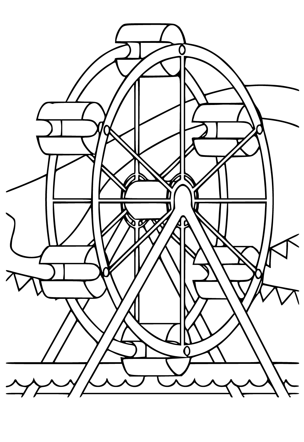 Free printable carnival ferris wheel coloring page for adults and kids