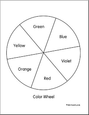 Color wheel primary colors black and white version